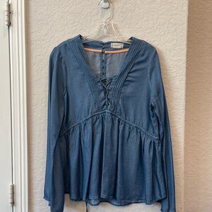 Altar’d State Chambray Blue Woman’s Blouse / Top Size: Medium Preloved